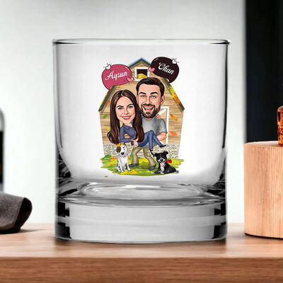Doğa Sever Çiftler Karikatürlü Viski Kadehi - 3