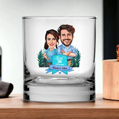 Doğada Aşk Karikatürlü Viski Kadehi - 4