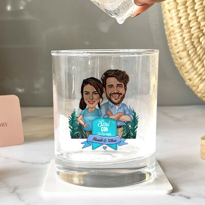 Doğada Aşk Karikatürlü Viski Kadehi - 1