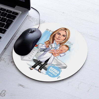 Doğum Doktoru Kadın Karikatürlü Mousepad - 1