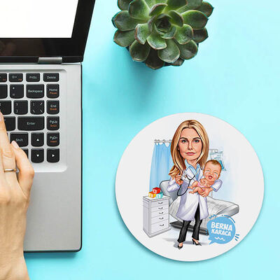 Doğum Doktoru Kadın Karikatürlü Mousepad - 2