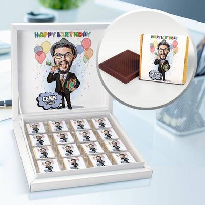 Doğum Günü Erkeği Karikatürlü Çikolata Kutusu - 1