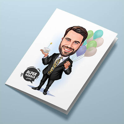 Doğum Günü Erkeği Karikatürlü Tebrik Kartı - 1