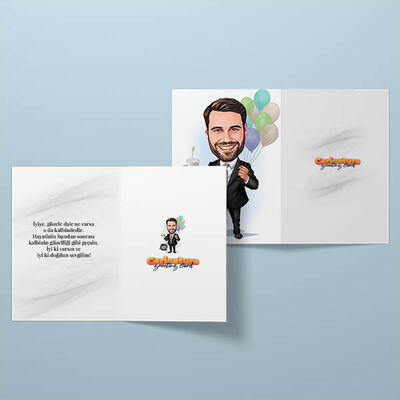 Doğum Günü Erkeği Karikatürlü Tebrik Kartı - 2