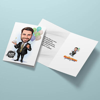Doğum Günü Erkeği Karikatürlü Tebrik Kartı - 3