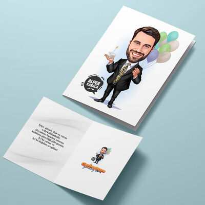 Doğum Günü Erkeği Karikatürlü Tebrik Kartı - 4