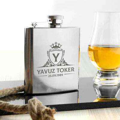 Doğum Günü Hediyesi Çelik Kanyak Matarası 6 Oz Gümüş - 2
