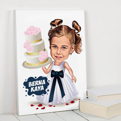Doğum Günü Kızı Karikatürlü Kanvas Tablo - 1