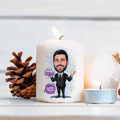 Doğum Günü Olan Erkek Karikatürlü Mum - 1