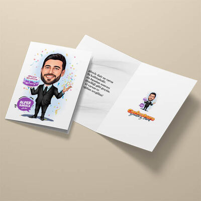 Doğum Günü Olan Erkek Karikatürlü Tebrik Kartı - 3