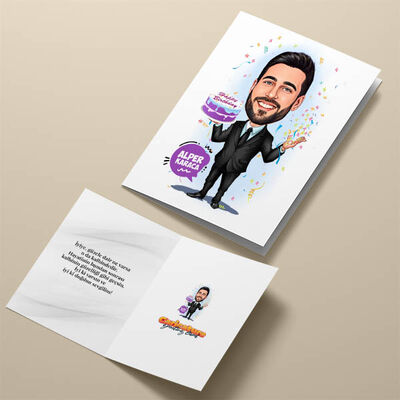 Doğum Günü Olan Erkek Karikatürlü Tebrik Kartı - 4