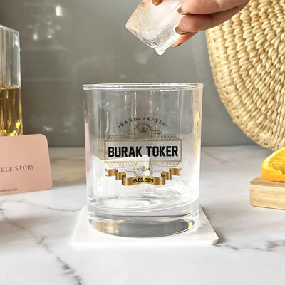 Doğum Günü Tarihli İsme Özel Renkli Viski Kadehi - 2