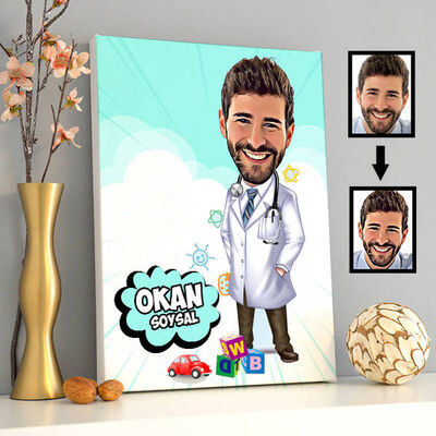 Doktor Karikatürlü Kanvas Tablo - 1