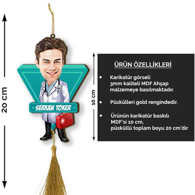 Doktor Kostümlü Erkek Karikatürlü Araba Süsü - 1