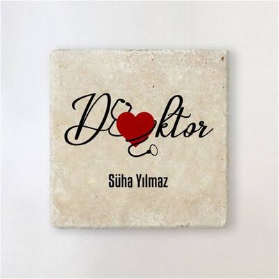 Doktorlara Hediye Mesleki Taş Bardak Altlığı - 1