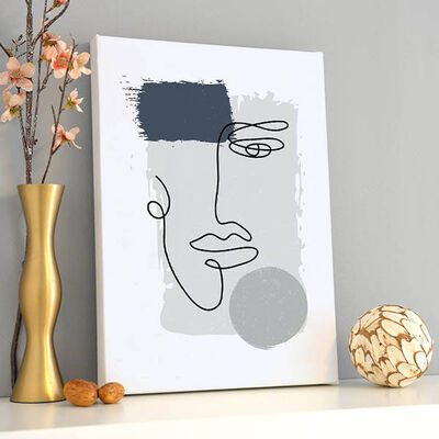 Drawing Face Sanatsal Kanvas Tablo - 1