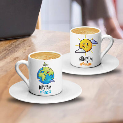 Dünya ve Güneş Çiftlere Özel İkili Kahve Fincanı - 2