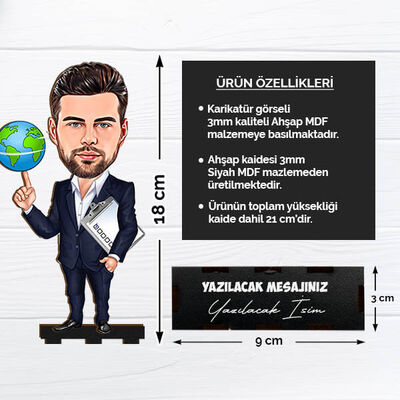 Dünyayı Parmağında Oynatan Erkek Karikatürlü Biblo - 2