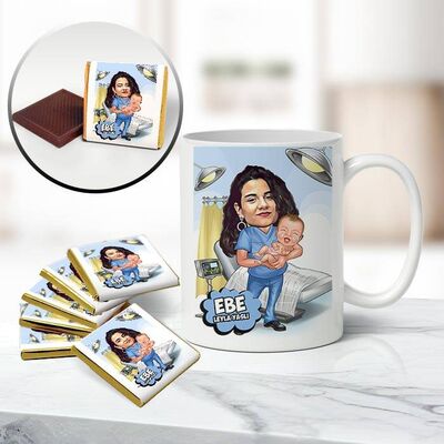 Ebe Karikatürlü Kupa ve Çikolata - 1