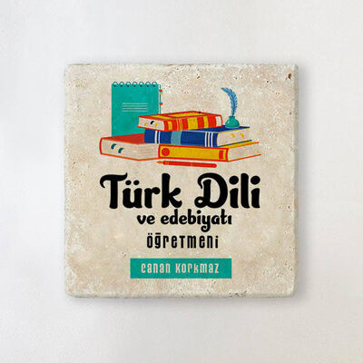 Edebiyat Öğretmenlerine Özel İsimli Bardak Altlığı - 1