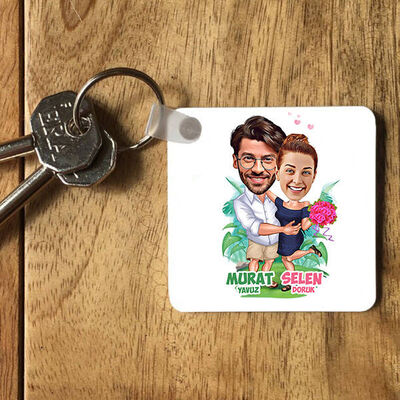 Egzotik Aşıklar Karikatürlü Anahtarlık - 1