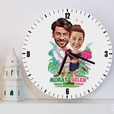 Egzotik Aşıklar Karikatürlü Duvar Saati - 1