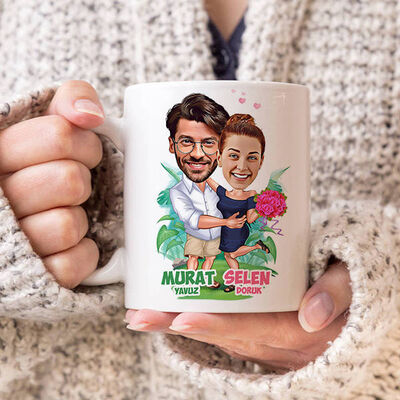 Egzotik Aşıklar Karikatürlü Kupa Bardak - 1