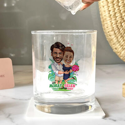 Egzotik Aşıklar Karikatürlü Viski Kadehi - 3