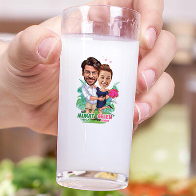 Egzotik Çift Karikatürlü İkili Rakı Bardağı Seti - 3