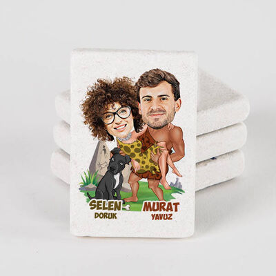 Egzotik Çiftler Karikatürlü Taş Buzdolabı Magneti - 1