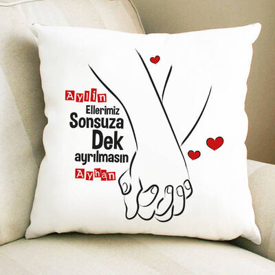El Ele Sevgililer İsme Özel Yastık - 1