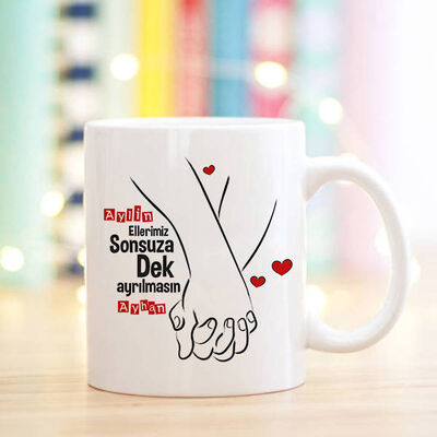 El Ele Sevgililer Tasarım Sevgili Kupa Bardağı - 1