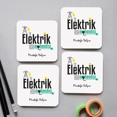 Elektrik Mühendisine Özel Bardak Altlığı Seti - 1