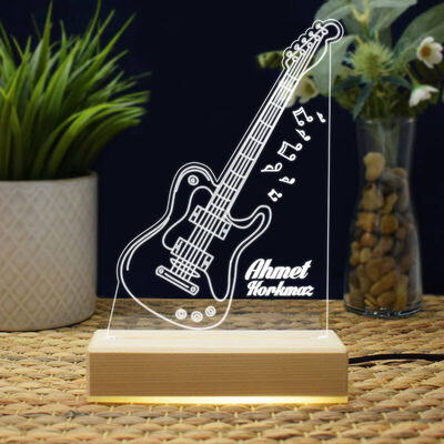 Elektrogitar İsme Özel 3D Led Lamba - 1