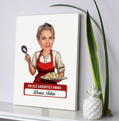 Eli Lezzetli Anne Karikatürlü Kanvas Tablo - 2