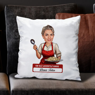 Eli Lezzetli Anne Karikatürlü Yastık - 1