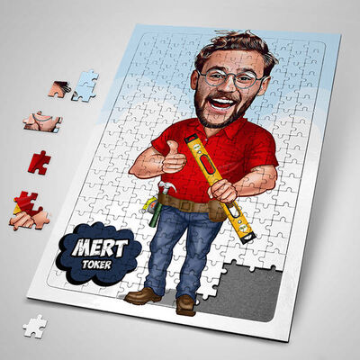 Elinden Her İş Gelen Erkek Karikatürlü Puzzle - 1