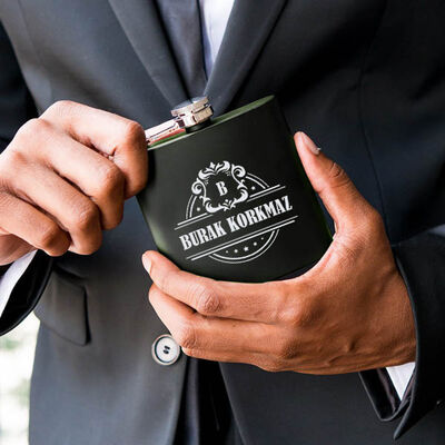 Elit Tasarım Kişiye Özel İçki Matarası 6 Oz Yeşil - 2