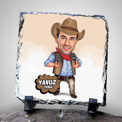 Eller Yukarı Karikatürlü Taş Baskı - 1