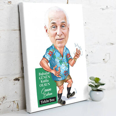 Emekli Babam Karikatürlü Kanvas Tablo - 1