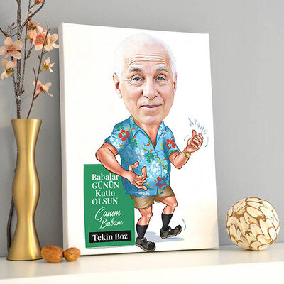Emekli Babam Karikatürlü Kanvas Tablo - 2
