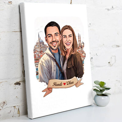 Eminönü ve Aşkımız Karikatürlü Kanvas - 1