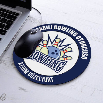 En Başarılı Bowling Oyuncusu İsme Özel Yuvarlak Mousepad - 1