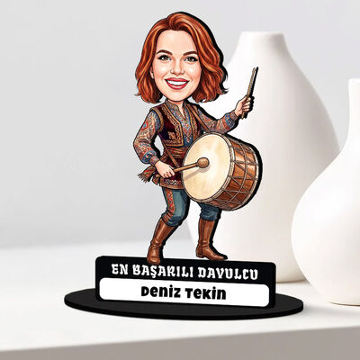 En Başarılı Davulcu Kadın Karikatürlü Biblo - 1