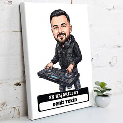 En Başarılı Dj Müzisyen Erkek Karikatürlü Kanvas Tablo