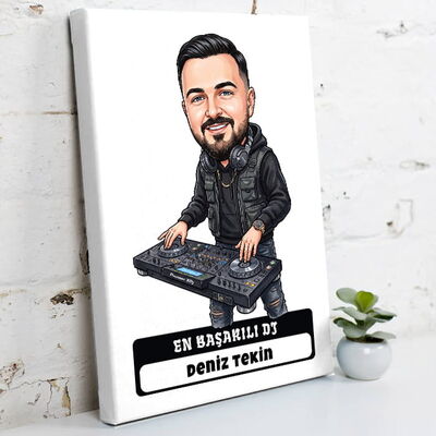En Başarılı Dj Müzisyen Erkek Karikatürlü Kanvas Tablo - 1