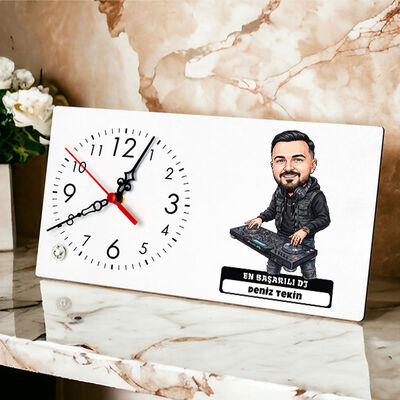 En Başarılı Dj Müzisyen Erkek Karikatürlü Masa Saati - 1
