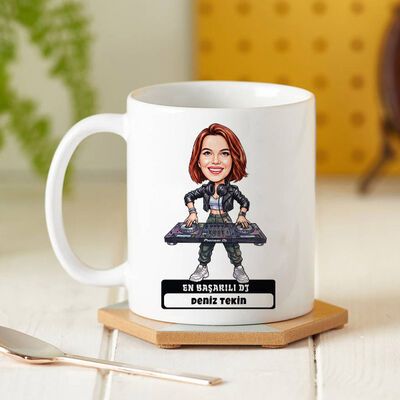 En Başarılı DJ Müzisyen Kadın Karikatürlü Kupa Bardak - 1