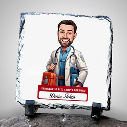 En Başarılı Erkek Acil Servis Doktoru Karikatürlü Taş Blok