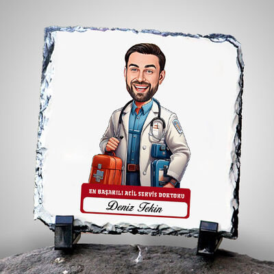 En Başarılı Erkek Acil Servis Doktoru Karikatürlü Taş Blok - 1